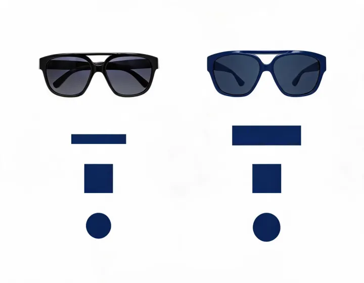 Side-by-side oversized sunglasses polarized quote comparison sheet